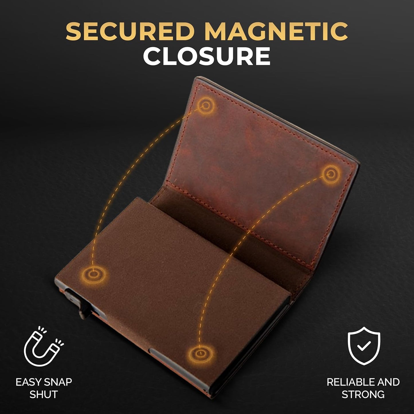 Cartera desplegable de piel auténtica para hombre. Portatarjetas de crédito con bloqueo RFID para hombre. Carteras Ridge para hombre con ventana de identificación. Delgada, minimalista,