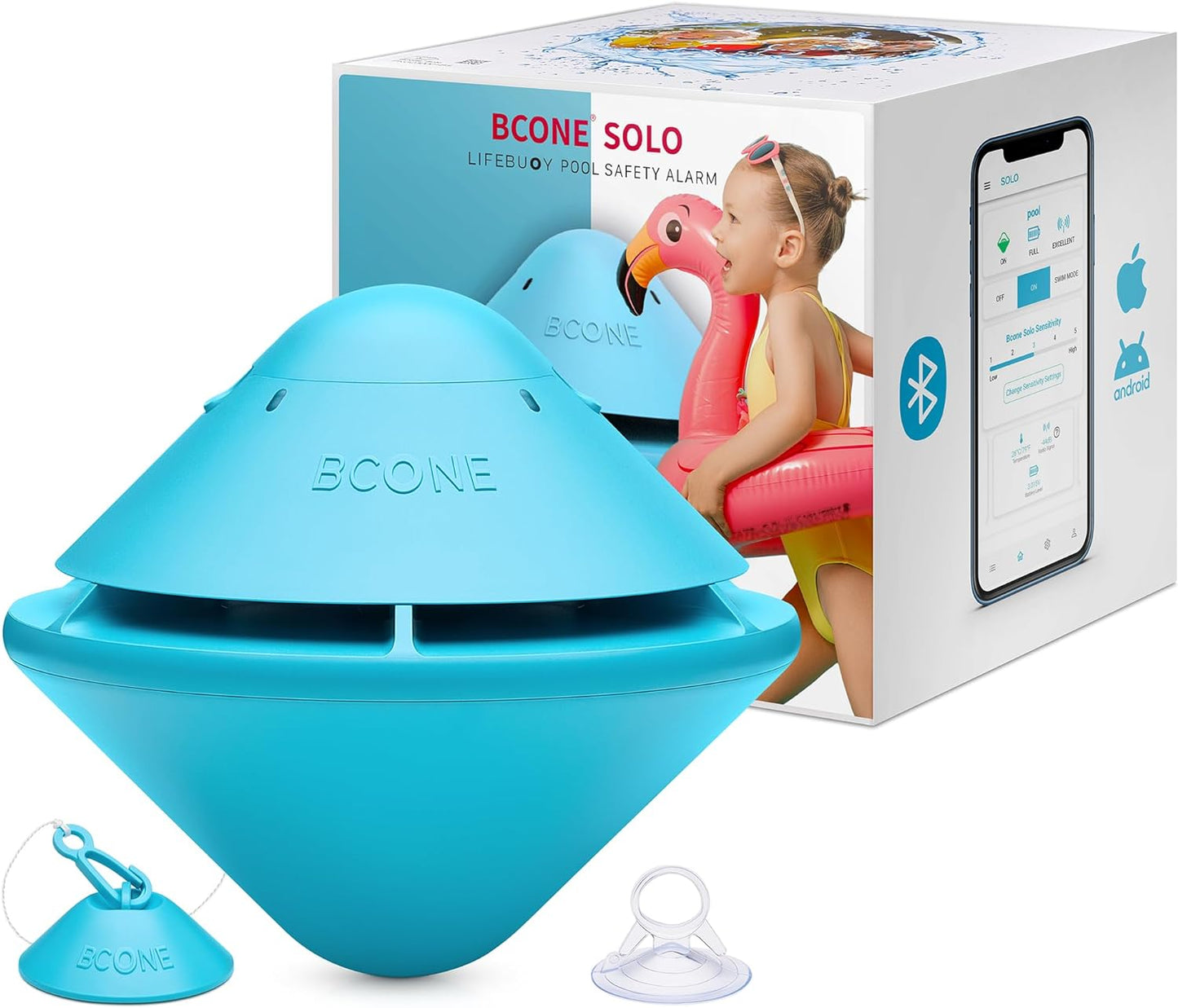 Alarma inteligente para piscina con aplicación Bluetooth, para piscinas sobre el suelo y en el suelo, sirena fuerte de 110 dB, IP68 impermeable, instalación en segundos.