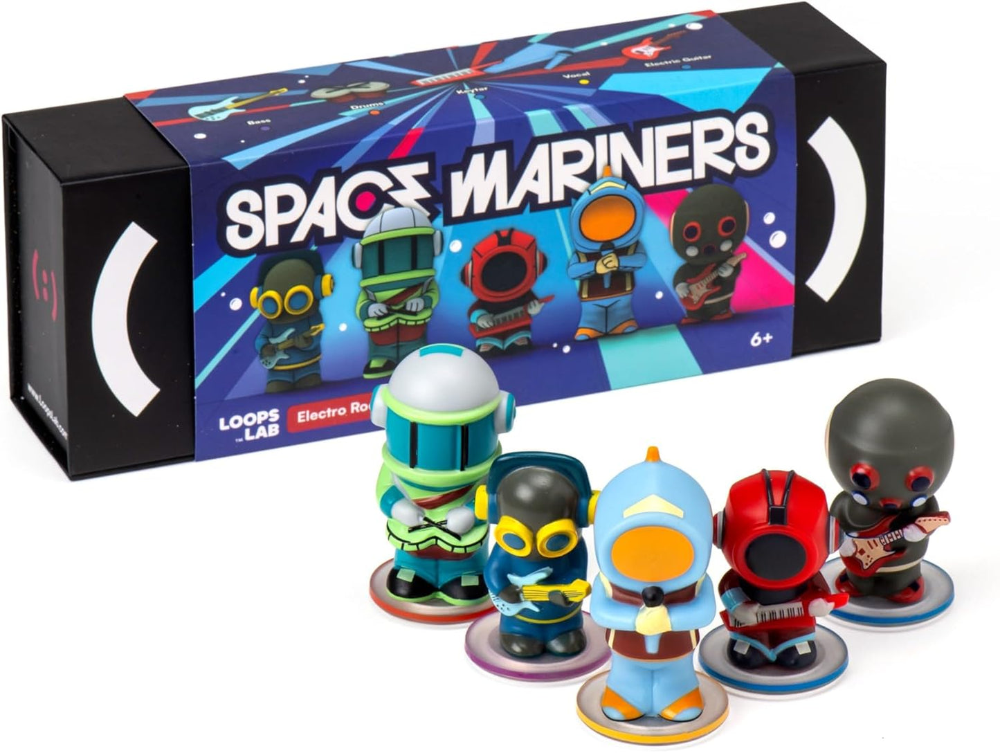 LOOPS Space Mariners - Juego de 5 figuras interactivas de banda de música electro rock