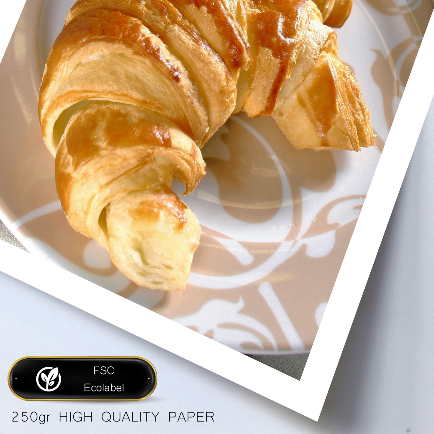 Set de 3 Cuadros Desayuno Mañana Café, Muffins, Croissant Ilustración impresa en estilo Fotográfico para decorar las paredes de Cocina, Despensa, Comedor, Restaurante