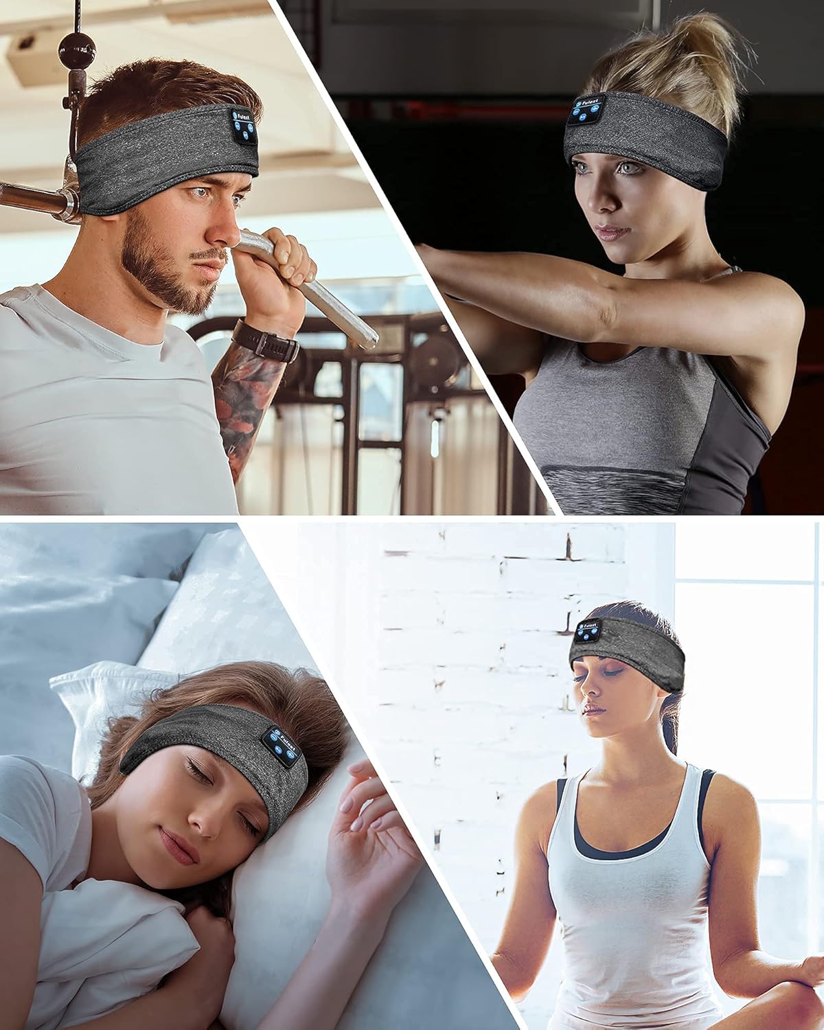 Navly V5.2 - Auriculares deportivos de diadema con altavoces estéreo HD ultrafinos, perfectos para hacer deporte, dormir de lado, viajar en avión, meditar y relajarse