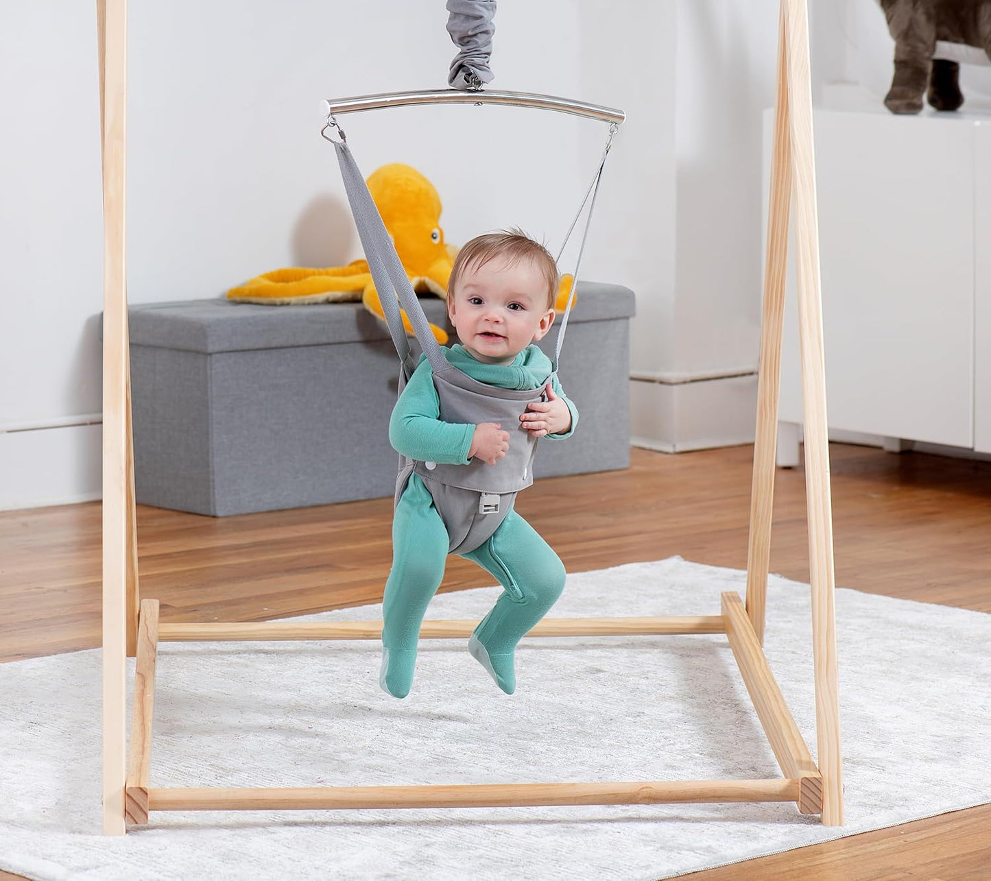 Hamaca plegable Avenlur Tulip con soporte para bebés - Hamaca autoportante para niños de 6 meses a 3 años - Asiento tipo hamaca (gris)