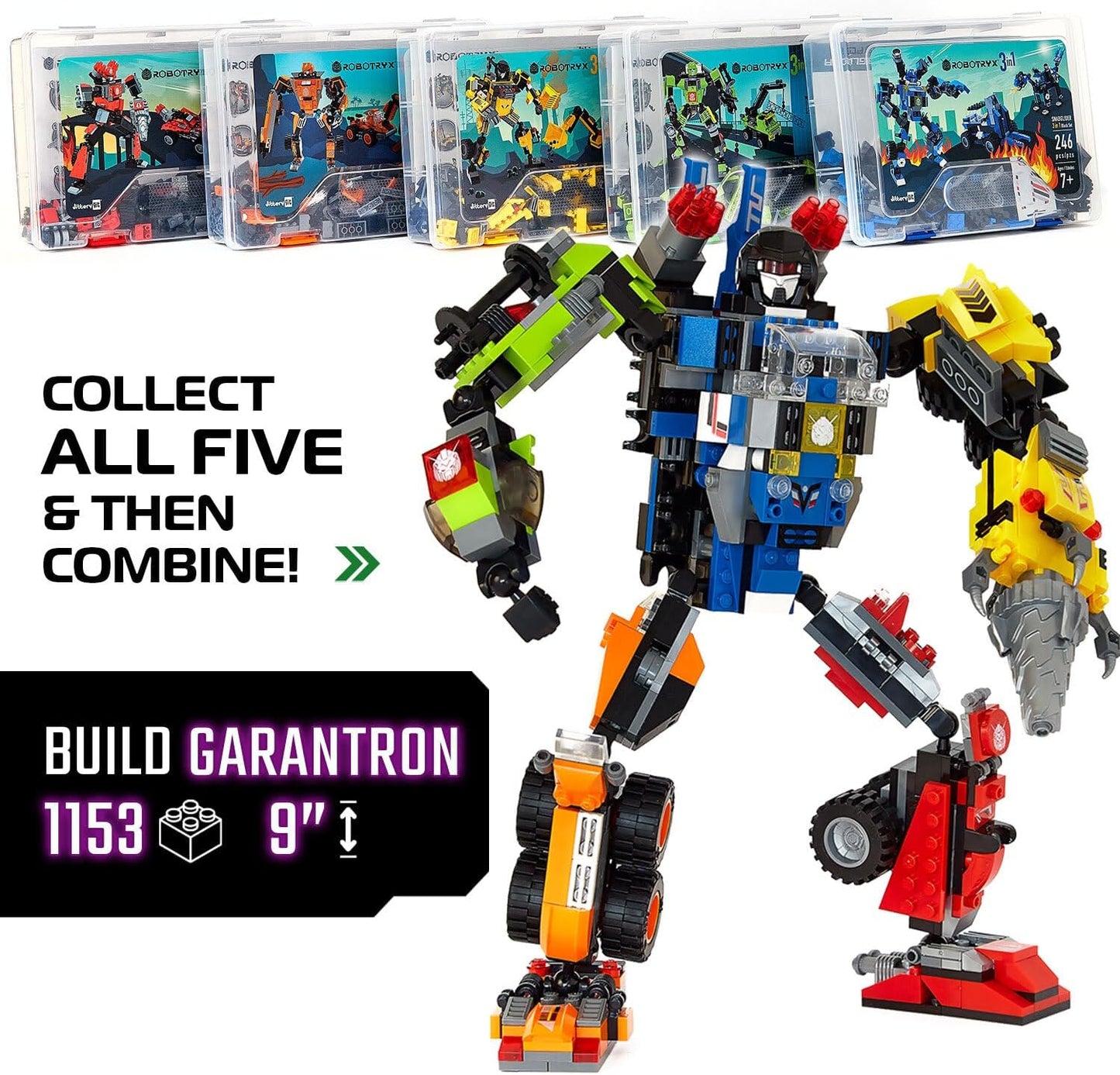 Jitterygit Figura de acción de superhéroe robot mecánico, juego de juguetes de regalo de Navidad, los mejores ladrillos creativos de construcción STEM para cumpleaños, guerrero del ejército espacial para niños, niñas de 6, 7, 8, 9 y 10 años