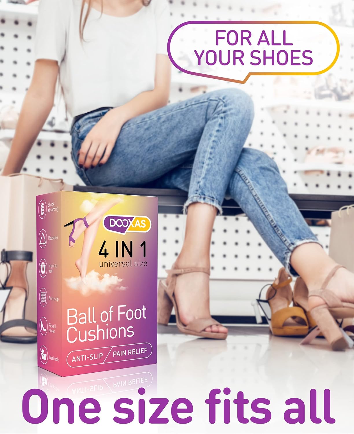 Almohadillas de Gel para Zapatos de Mujer Dooxas - Paquete 4