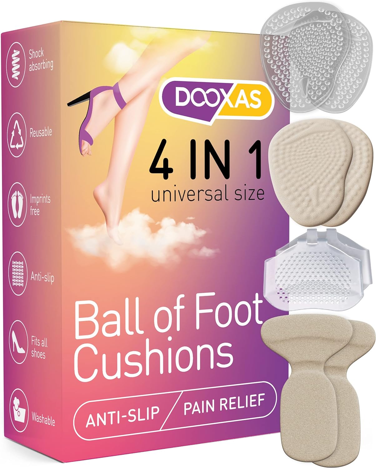 Almohadillas de Gel para Zapatos de Mujer Dooxas - Paquete 4