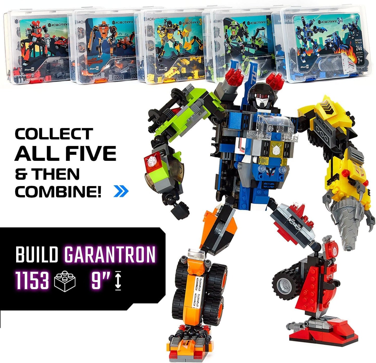 Jitterygit Figura de acción de superhéroe robot mecánico, juego de juguetes de regalo de Navidad, los mejores ladrillos creativos de construcción STEM para cumpleaños, guerrero del ejército espacial para niños, niñas de 6, 7, 8, 9 y 10 años