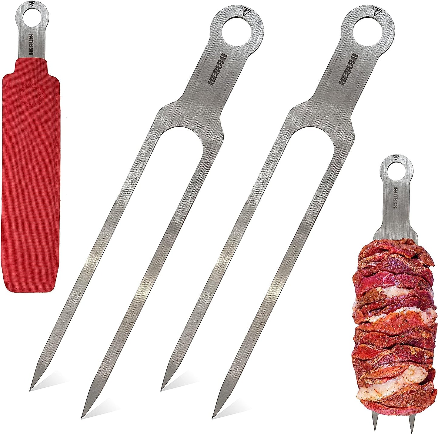 Brochetas de Metal Dobles para Barbacoa y Horno HERUKID
