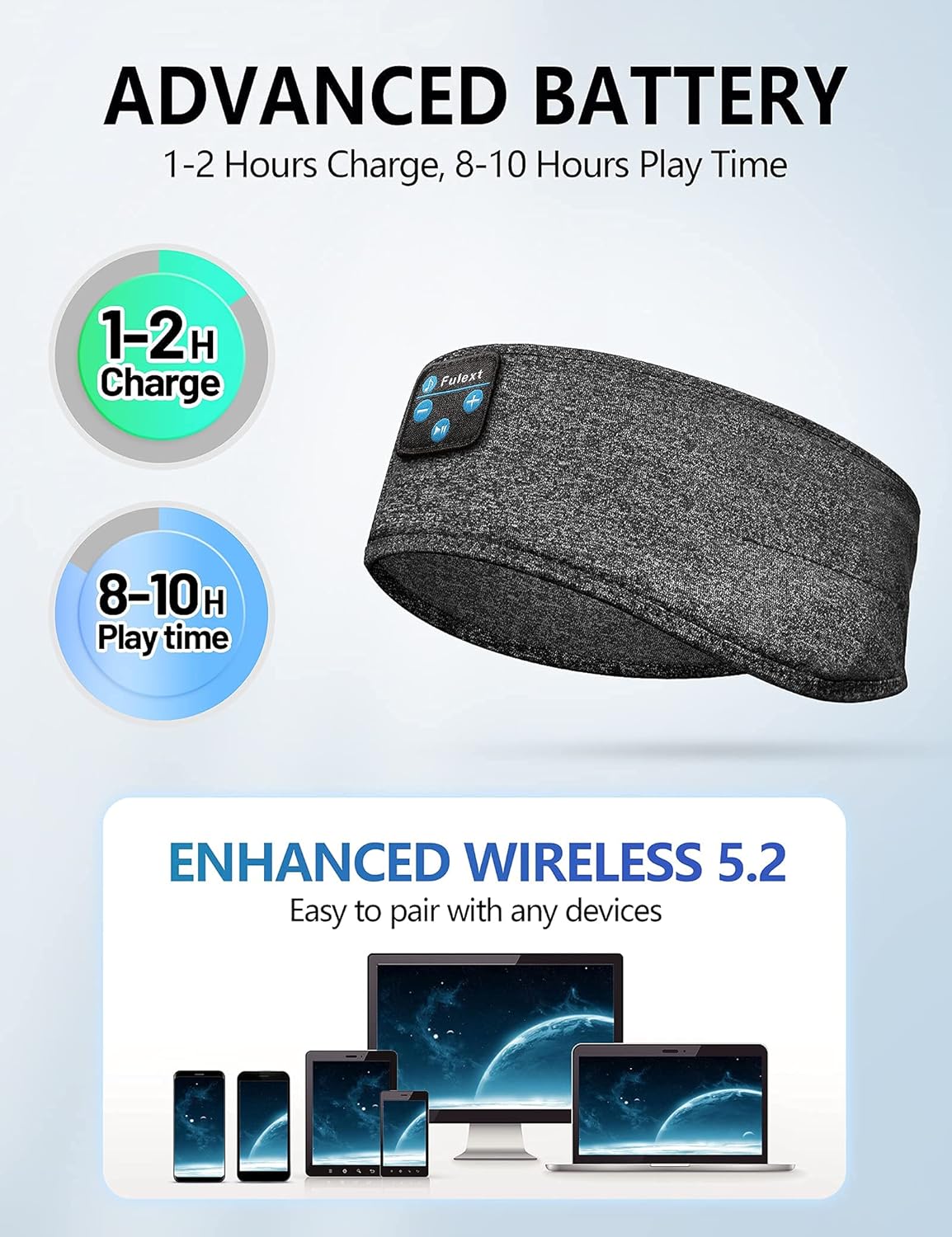 Navly V5.2 - Auriculares deportivos de diadema con altavoces estéreo HD ultrafinos, perfectos para hacer deporte, dormir de lado, viajar en avión, meditar y relajarse