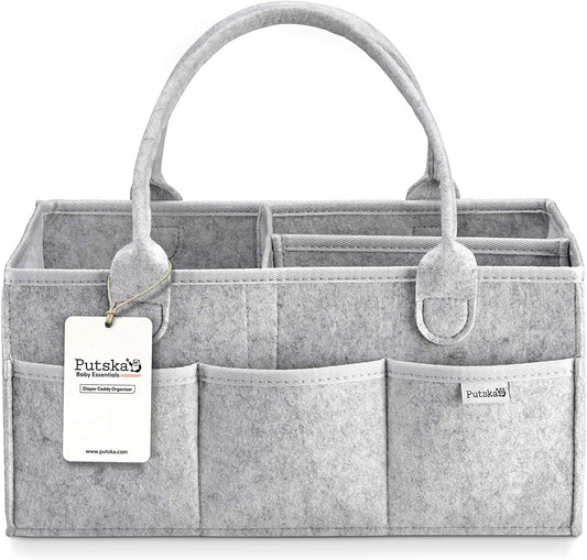 Organizador de Pañales para Bebé RIIMUHIR Putska - Cesta de Regalo Neutral, Organizador de Guardería, Caddy de Cambio (Láminas)