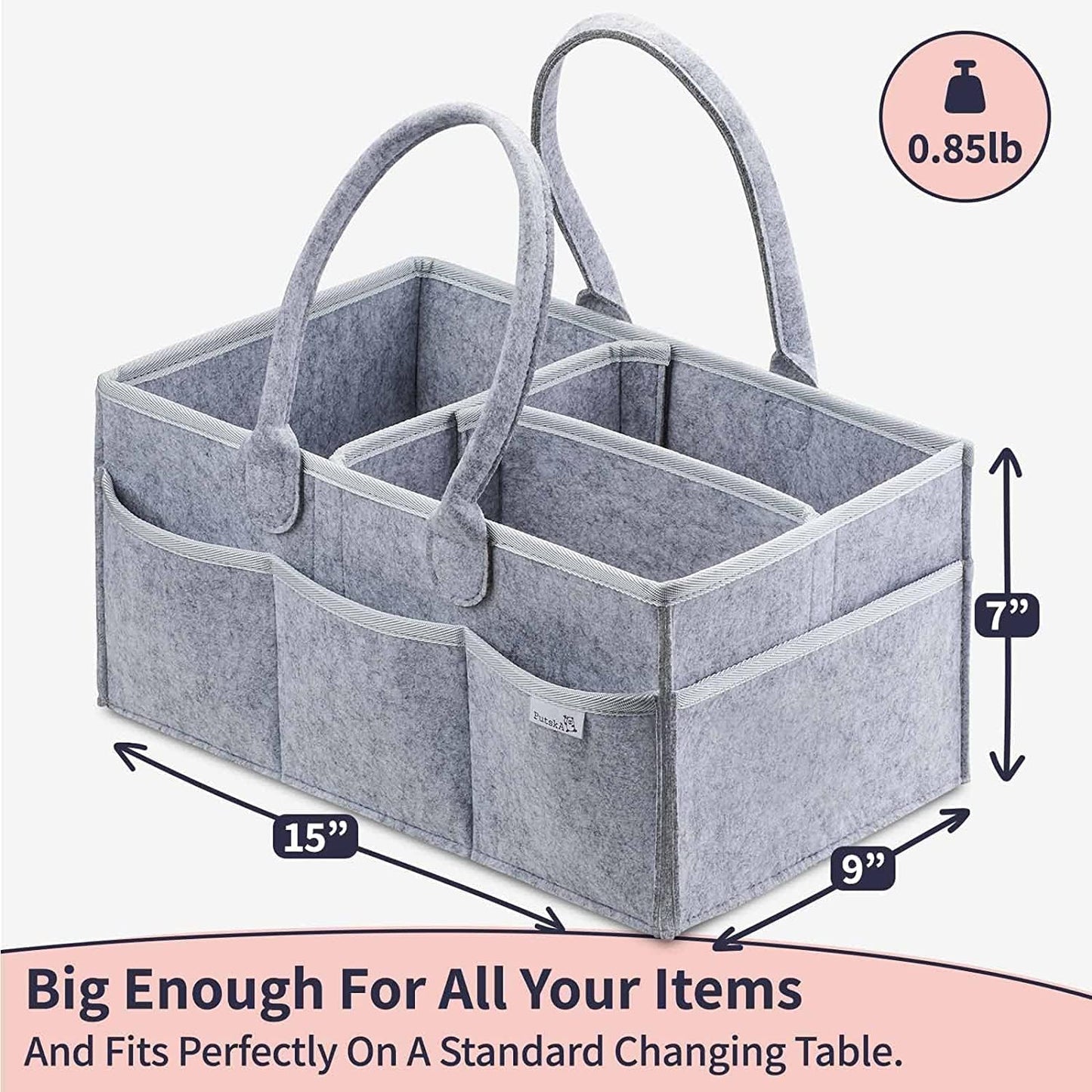 Organizador de Pañales para Bebé RIIMUHIR Putska - Cesta de Regalo Neutral, Organizador de Guardería, Caddy de Cambio (Láminas)