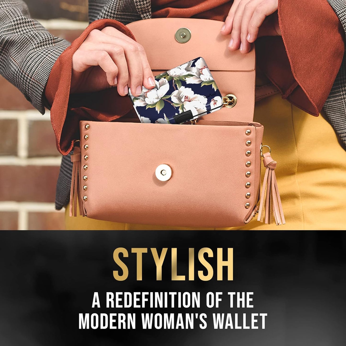 Cartera de Aluminio con Bloqueo RFID y Flores de Peonía para Hombres y Mujeres - Tarjetero y Billetes
