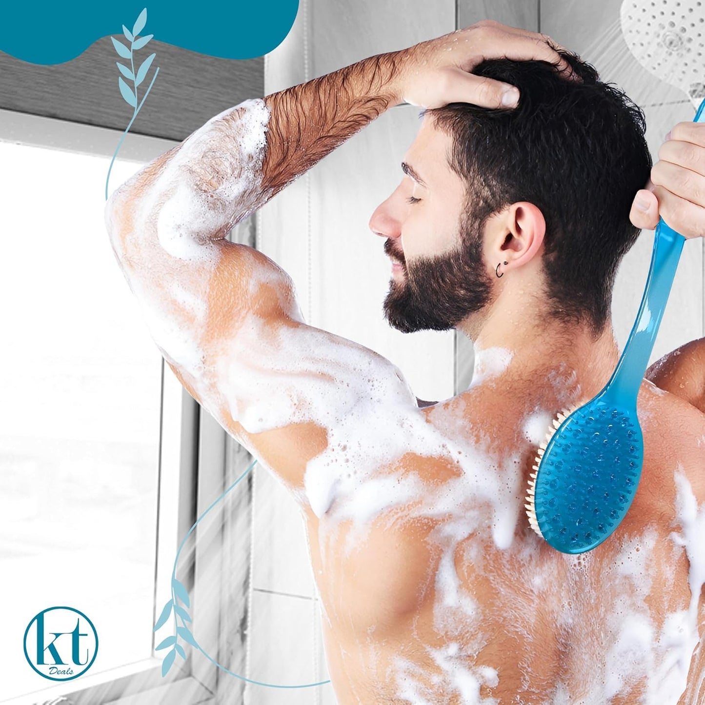 Cepillo corporal de baño - Cepillo de ducha de mango largo exfoliante para espalda, cuerpo y pies