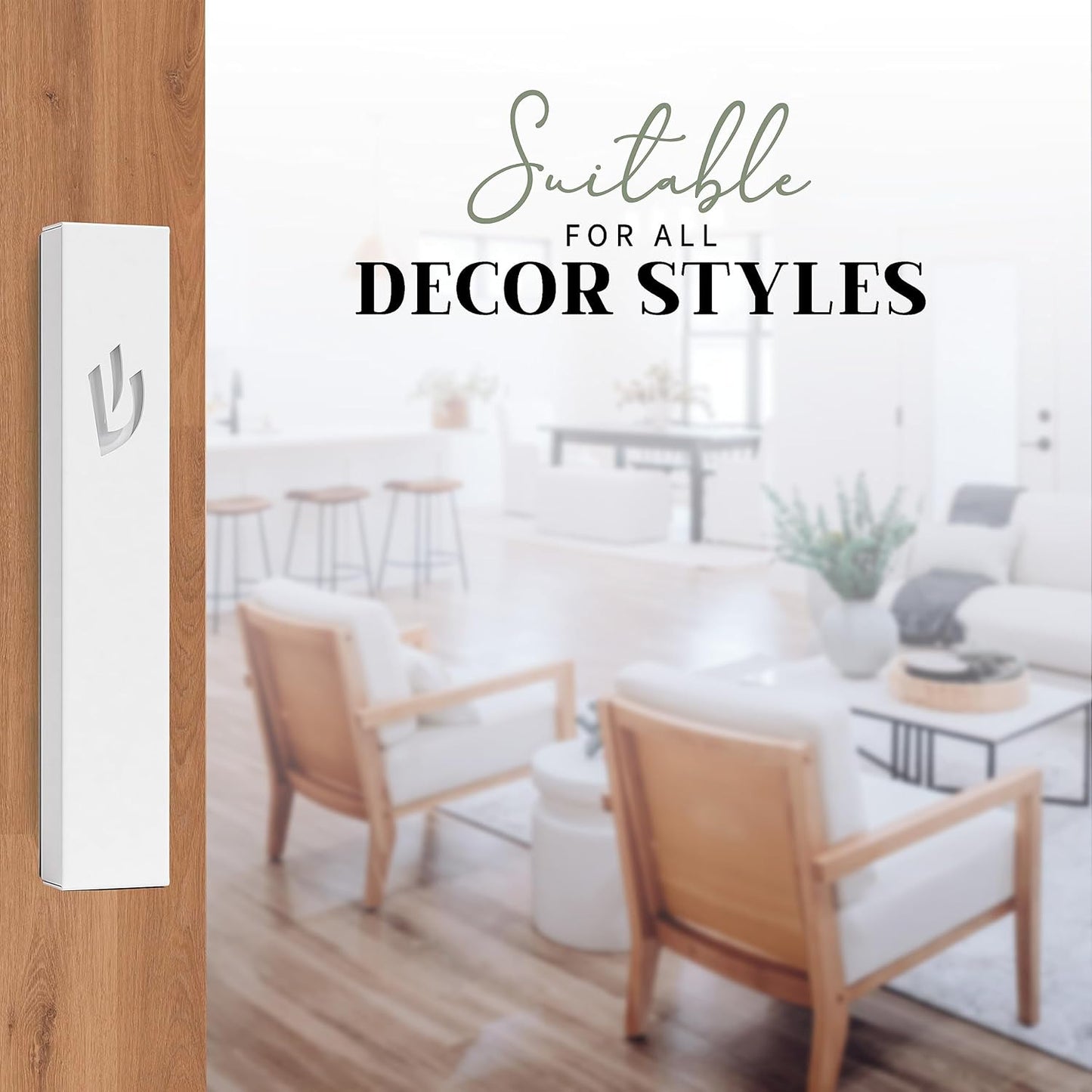 Funda clásica Mezuzah para interiores y exteriores | Mezuzah autoadhesiva blanca de 5 pulgadas con un pergamino no kosher y una caja de regalo | Funda judía contemporánea de Mezuzah Judaica regalo