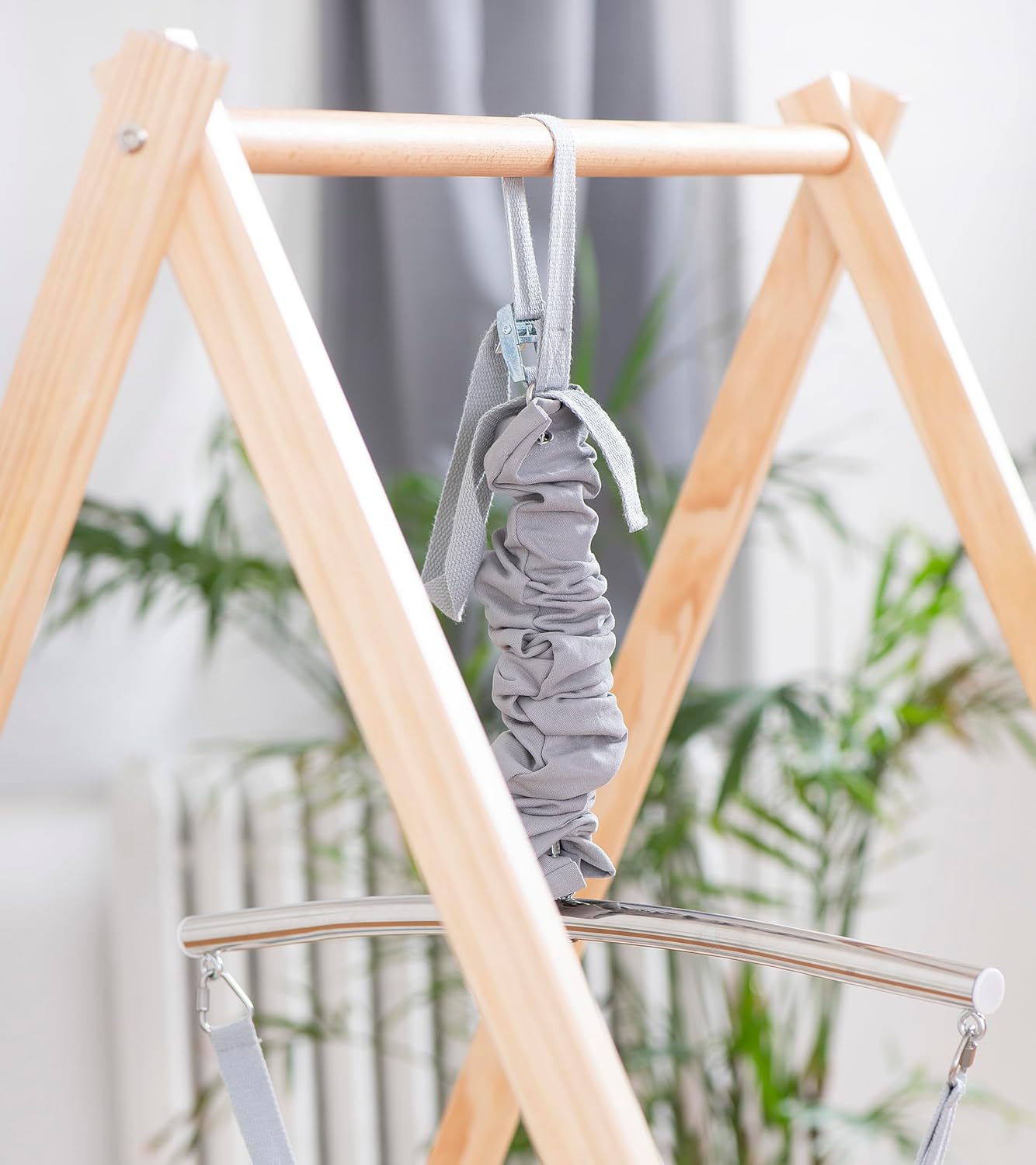 Hamaca plegable Avenlur Tulip con soporte para bebés - Hamaca autoportante para niños de 6 meses a 3 años - Asiento tipo hamaca (gris)