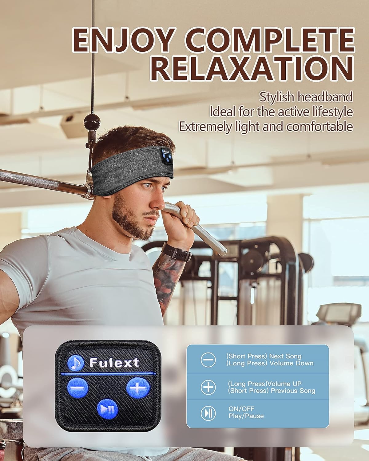 Navly V5.2 - Auriculares deportivos de diadema con altavoces estéreo HD ultrafinos, perfectos para hacer deporte, dormir de lado, viajar en avión, meditar y relajarse