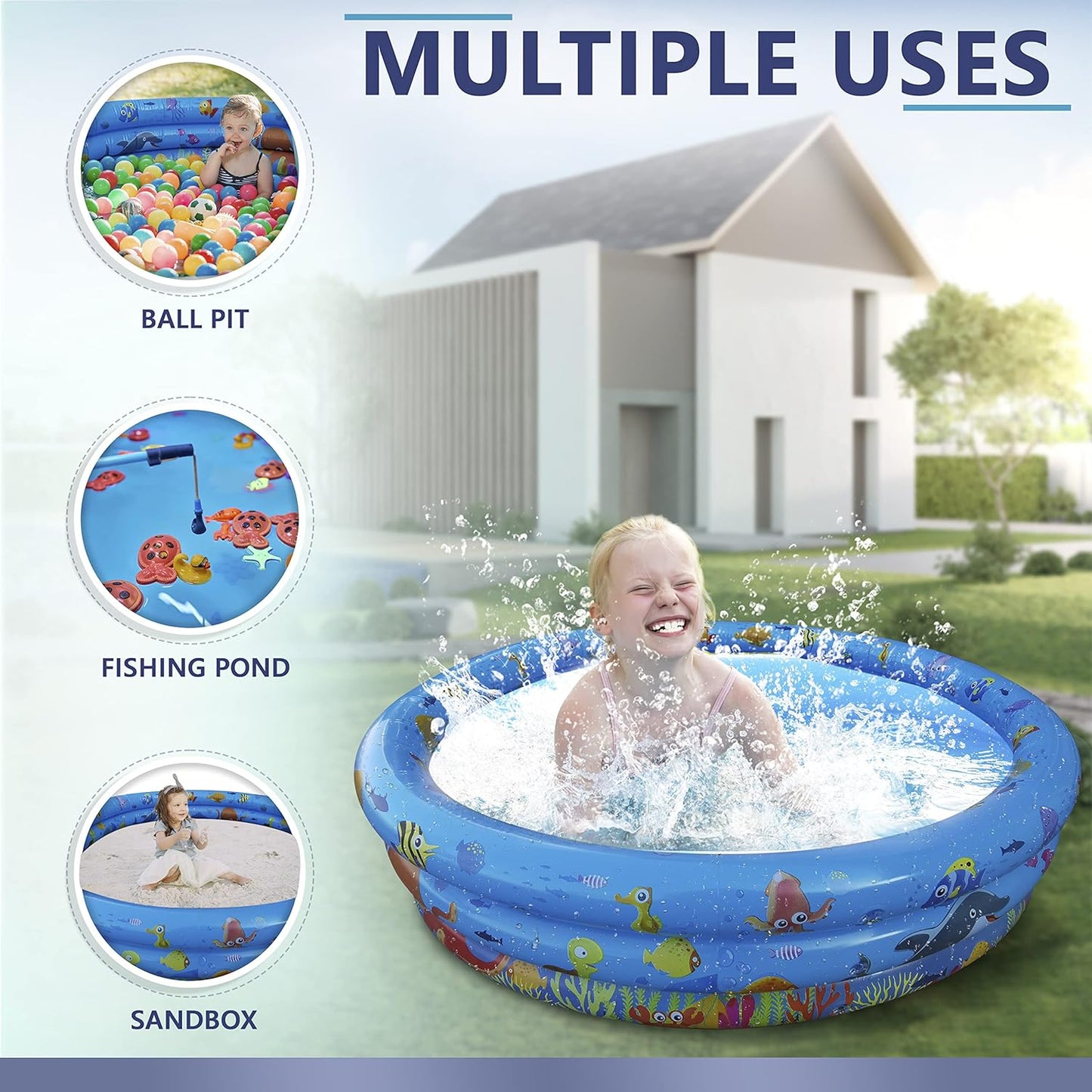 Juego de 2 Piscinas Inflables para Diversión de Verano en Jardín