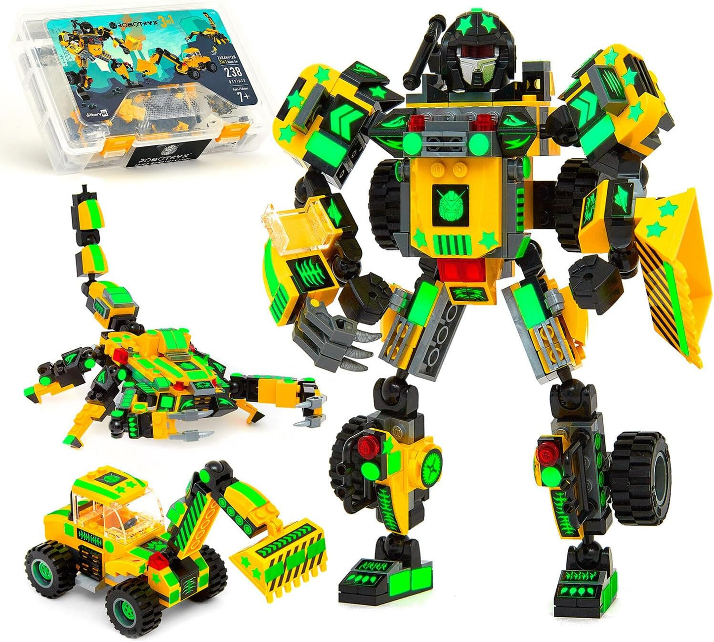 Jitterygit Figura de acción de superhéroe robot mecánico, juego de juguetes de regalo de Navidad, los mejores ladrillos creativos de construcción STEM para cumpleaños, guerrero del ejército espacial para niños, niñas de 6, 7, 8, 9 y 10 años