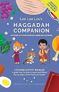 Compañero de Hagadá. Libro de actividades con calcomanías de Pascua para niños. 200 calcomanías, colorear, dibujar y escribir, actividades educativas divertidas de seder (24 páginas). Mantiene a los