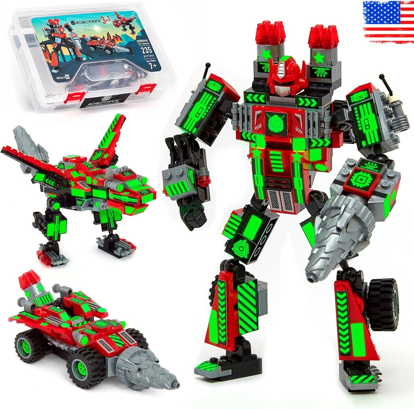 Jitterygit Figura de acción de superhéroe robot mecánico, juego de juguetes de regalo de Navidad, los mejores ladrillos creativos de construcción STEM para cumpleaños, guerrero del ejército espacial para niños, niñas de 6, 7, 8, 9 y 10 años