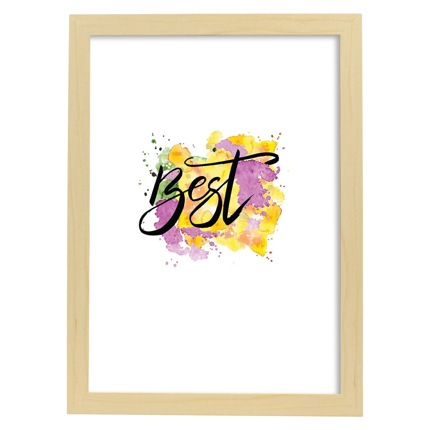 Lámina con mensajes felices coloridos.Poster 'Mejor'-Artwork-Nacnic-A4-Marco Madera clara-Nacnic Estudio SL