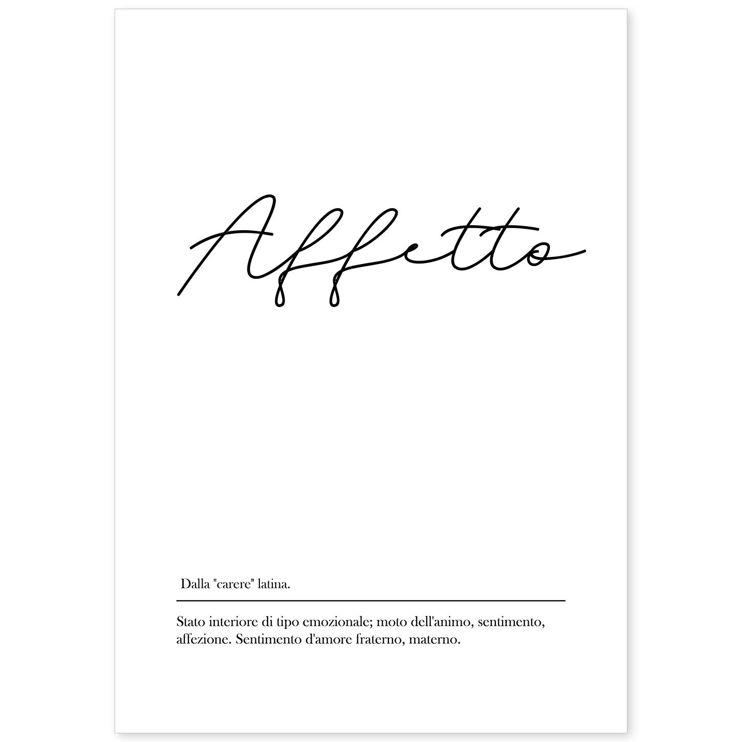 Lámina con definicion de palabras en italiano. Poster 'Affeto' de palabras con definiciones.-Artwork-Nacnic-A4-Sin marco-Nacnic Estudio SL