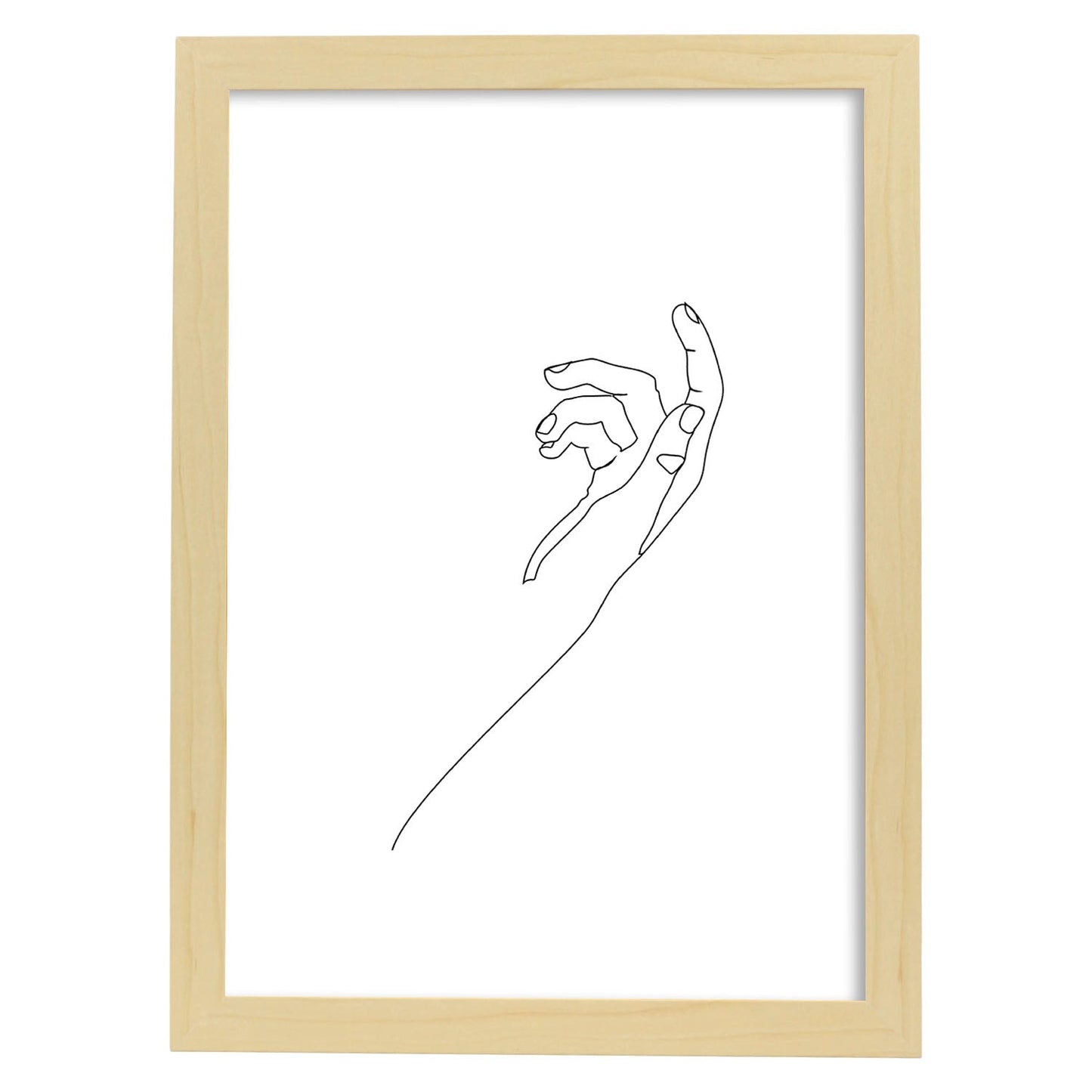 Posters de dibujos y bocetos a una linea. Lámina nordica de Mano ven.-Artwork-Nacnic-A4-Marco Madera clara-Nacnic Estudio SL