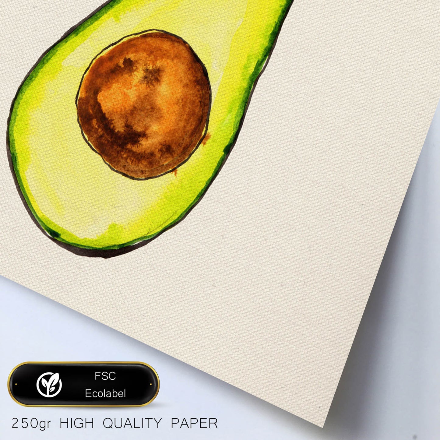 Poster cuadrado de Aguacate. Lámina de frutas y verduras de forma cuadrada, ilustrada con dibujos a color.-Artwork-Nacnic-Nacnic Estudio SL