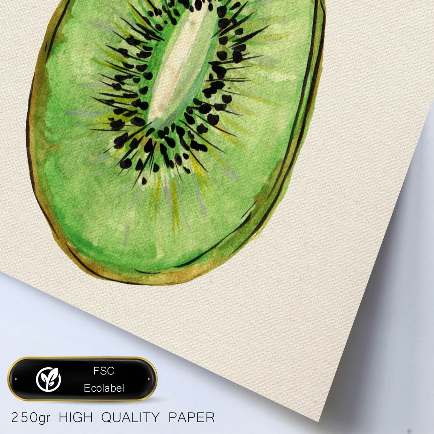 Poster cuadrado de Kiwi dulce. Lámina de frutas y verduras de forma cuadrada, ilustrada con dibujos a color.-Artwork-Nacnic-Nacnic Estudio SL
