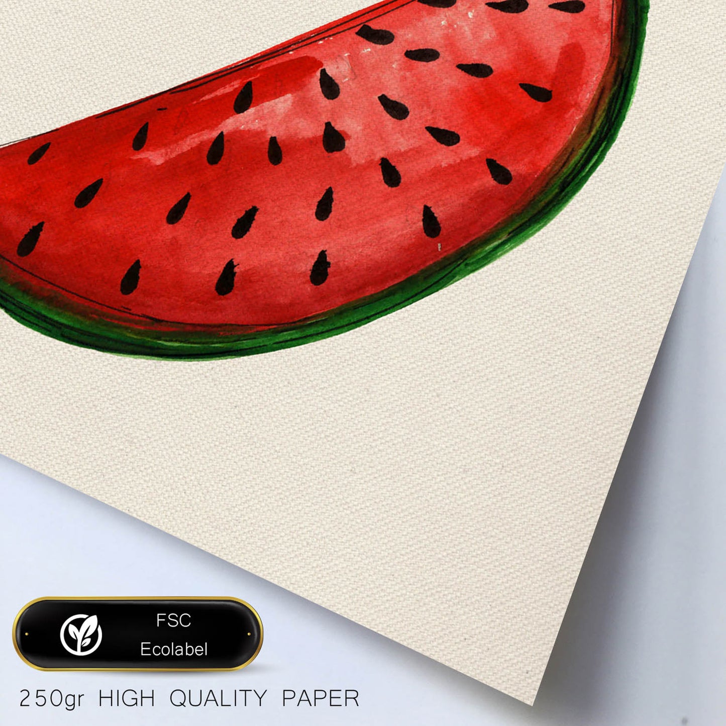 Poster cuadrado de Sandia fresca. Lámina de frutas y verduras de forma cuadrada, ilustrada con dibujos a color.-Artwork-Nacnic-Nacnic Estudio SL