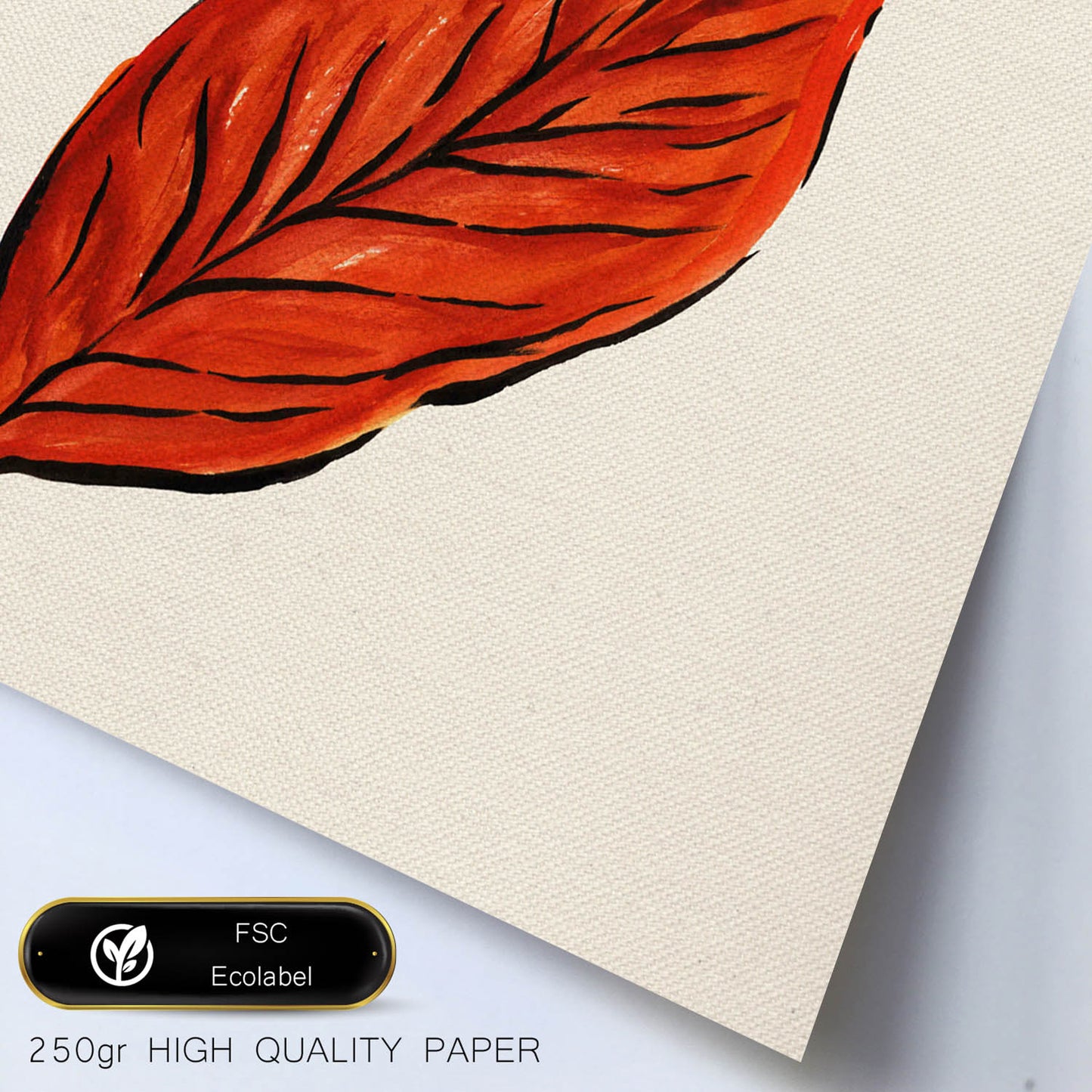 Poster de flores y naturaleza. Lámina cuadrada Hoja de otoño, ilustrada con dibujos a color.-Artwork-Nacnic-Nacnic Estudio SL