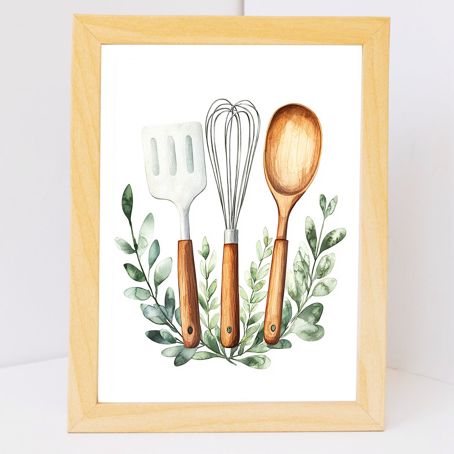 Set de 3 Cuadros Utensilios y herramientas de Cocina Póster en Acuarela con Ilustración impresa para decorar las paredes de la Cocina, Despensa, Comedor, Restaurante