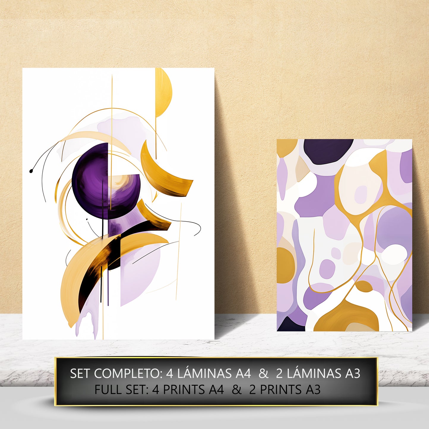 Abstracto lila morado dorado