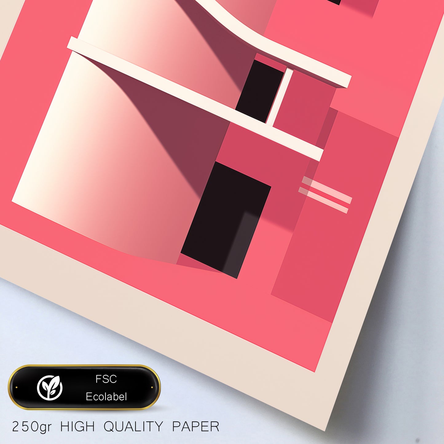 Set de 6 láminas estilo Bauhaus con ilustraciones arquitectónicas modernas en colores vivos para decorar oficina, salón o negocio – 2 grandes y 4 medianos
