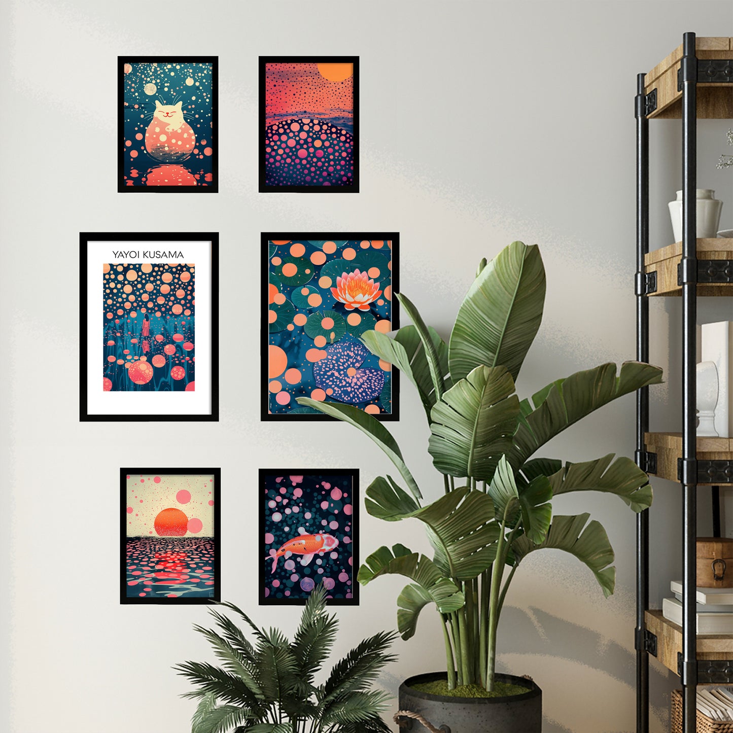 Póster Yayoi Kusama Atardecer Acuático Multicolor