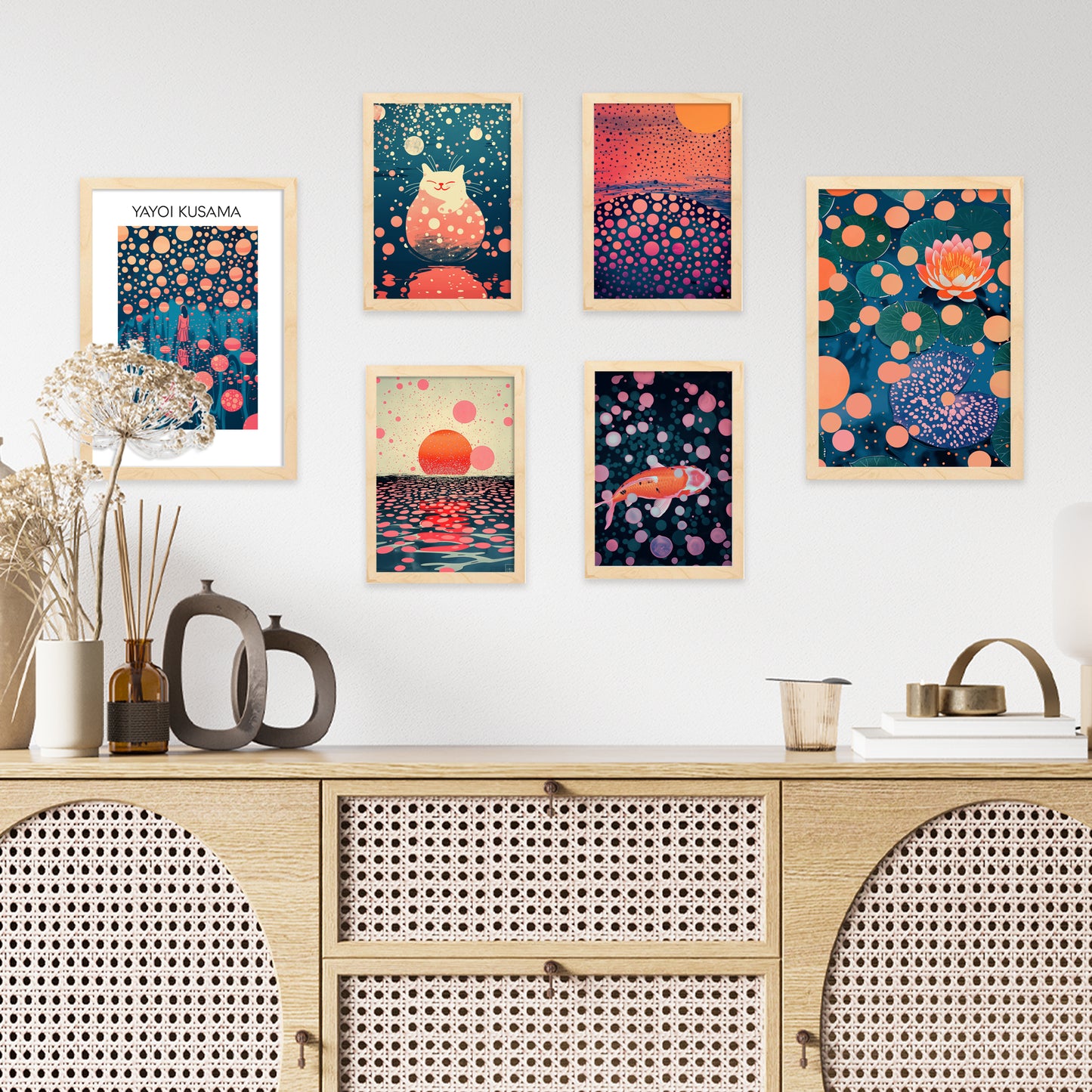 Póster Yayoi Kusama Atardecer Acuático Multicolor