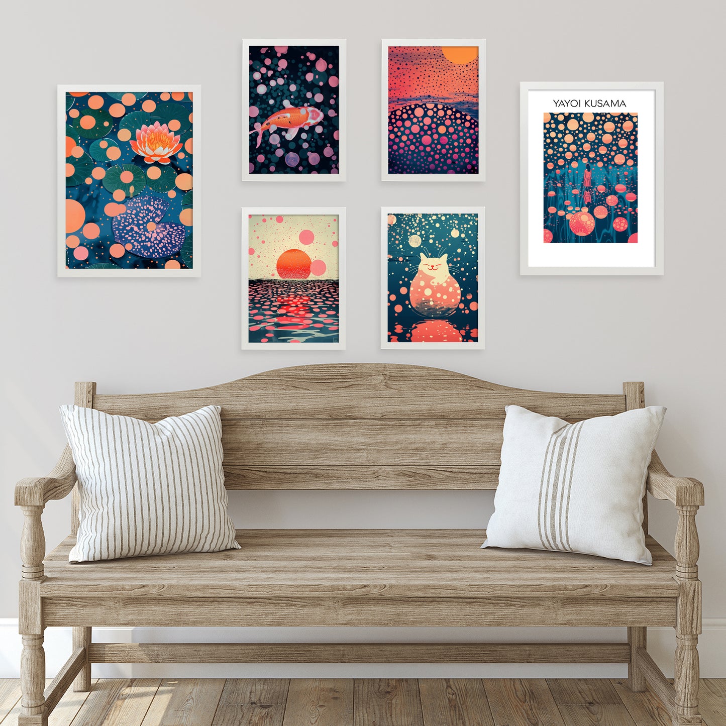 Póster Yayoi Kusama Atardecer Acuático Multicolor