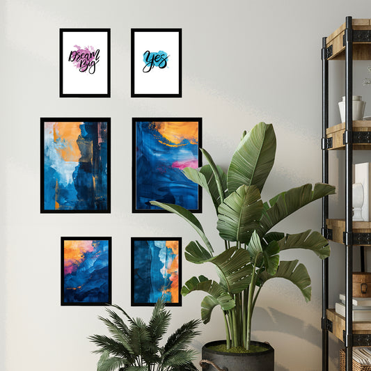 Lamina Abstracta en Azul Oro Turquesa