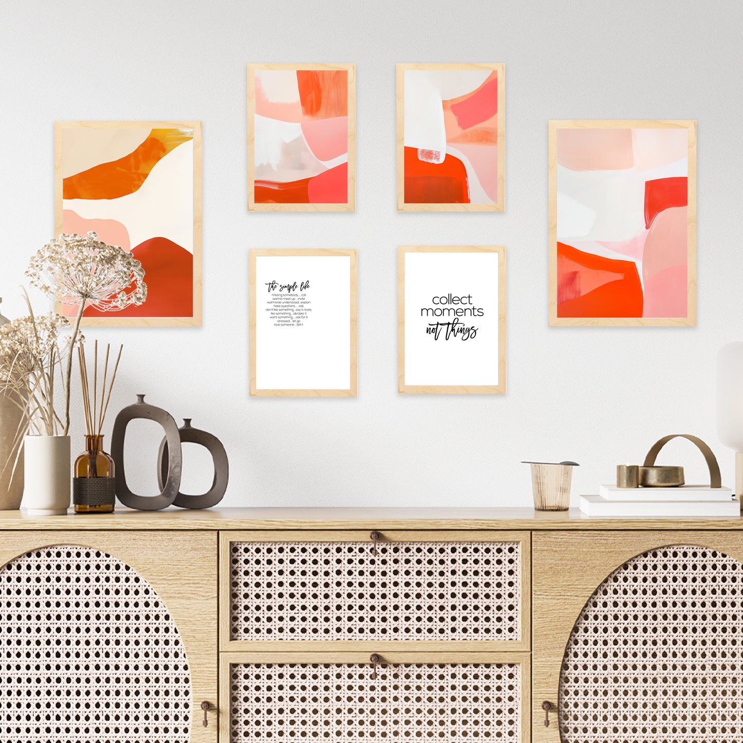 Abstract colors orange red white shapes
