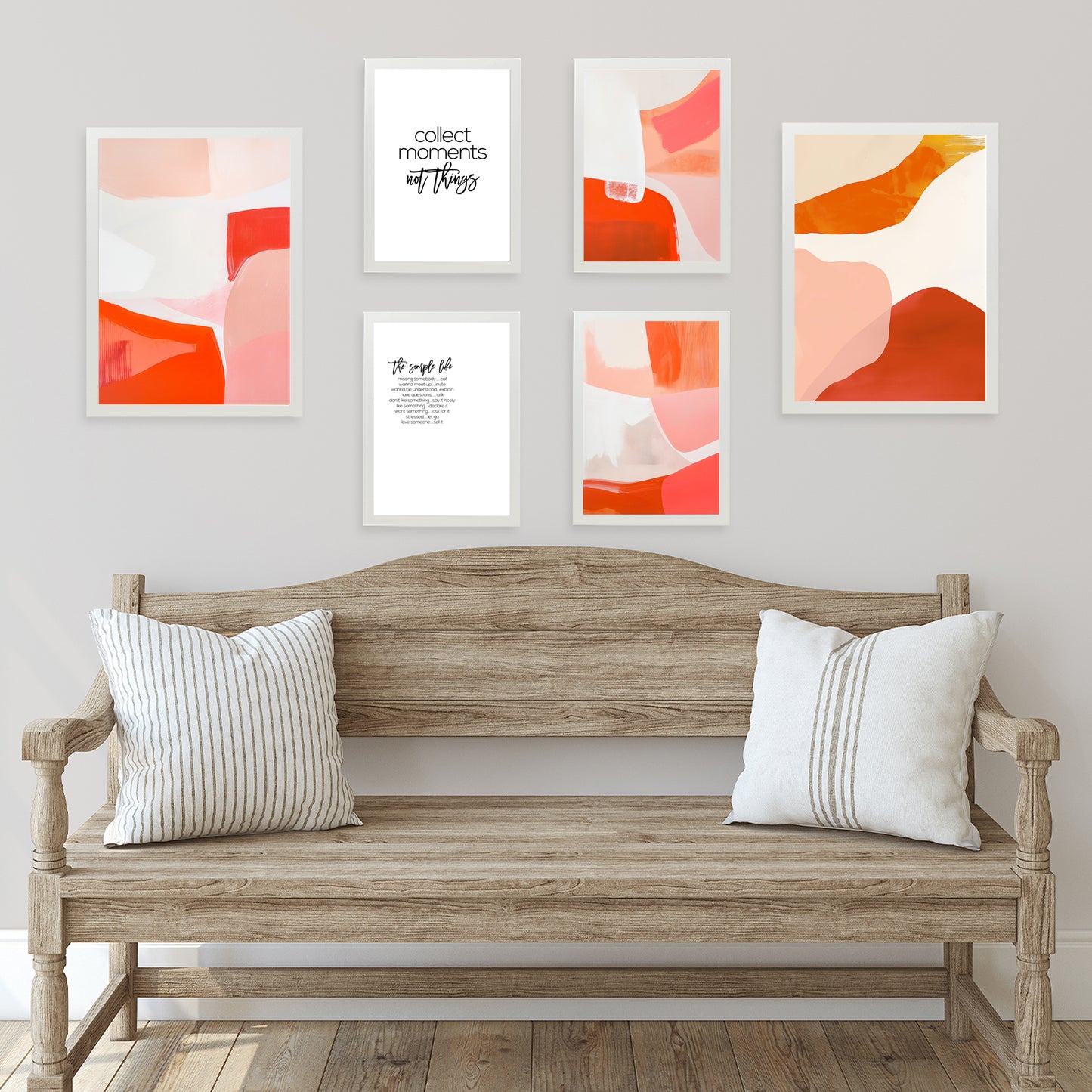 Abstract colors orange red white shapes