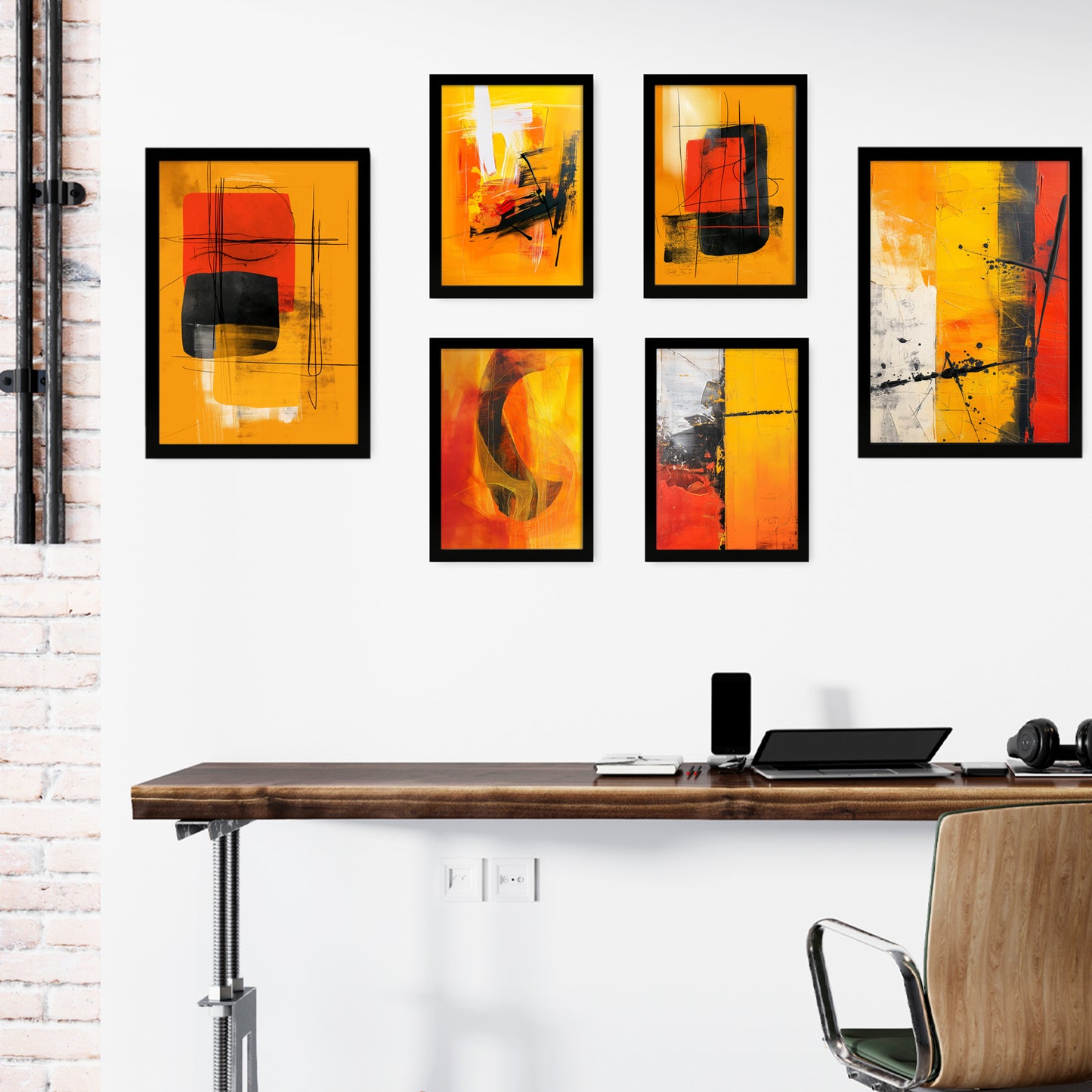 Abstract colors bronw red black shapes