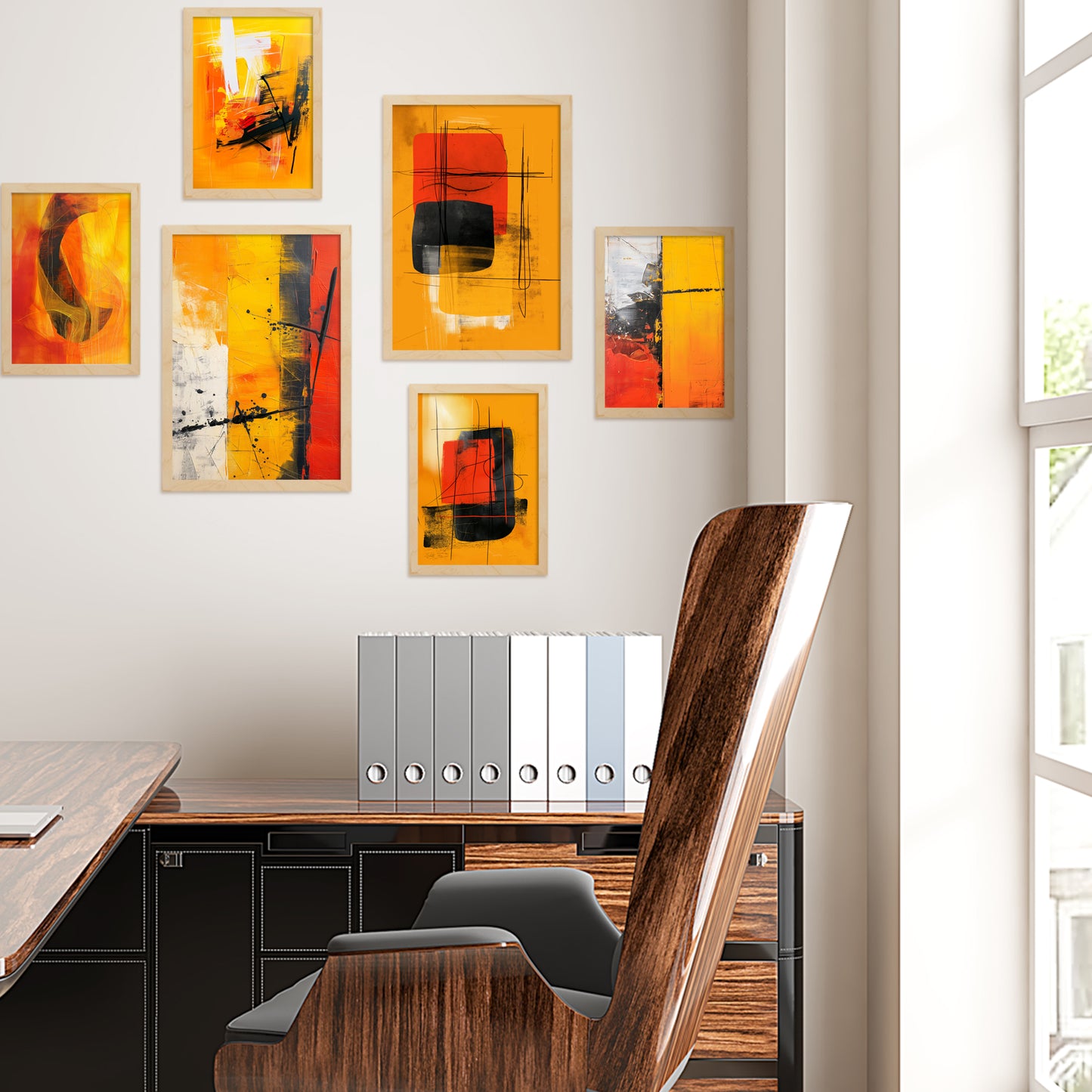 Abstract colors bronw red black shapes