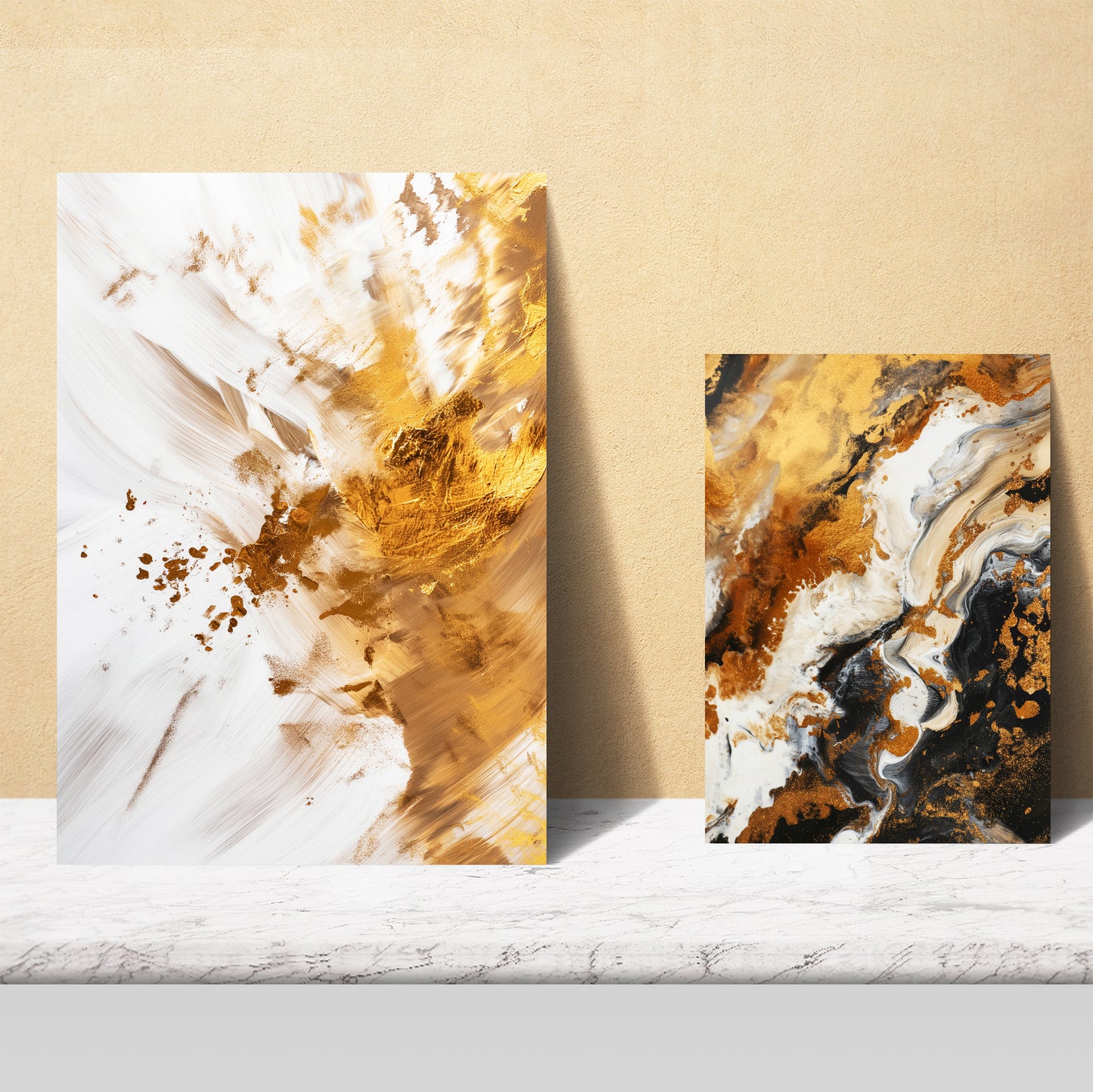 Abstract colors brown white gold shapes