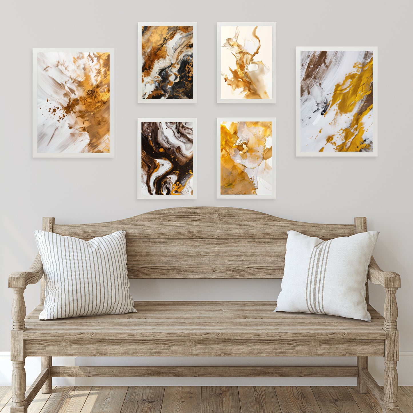 Abstract colors brown white gold shapes