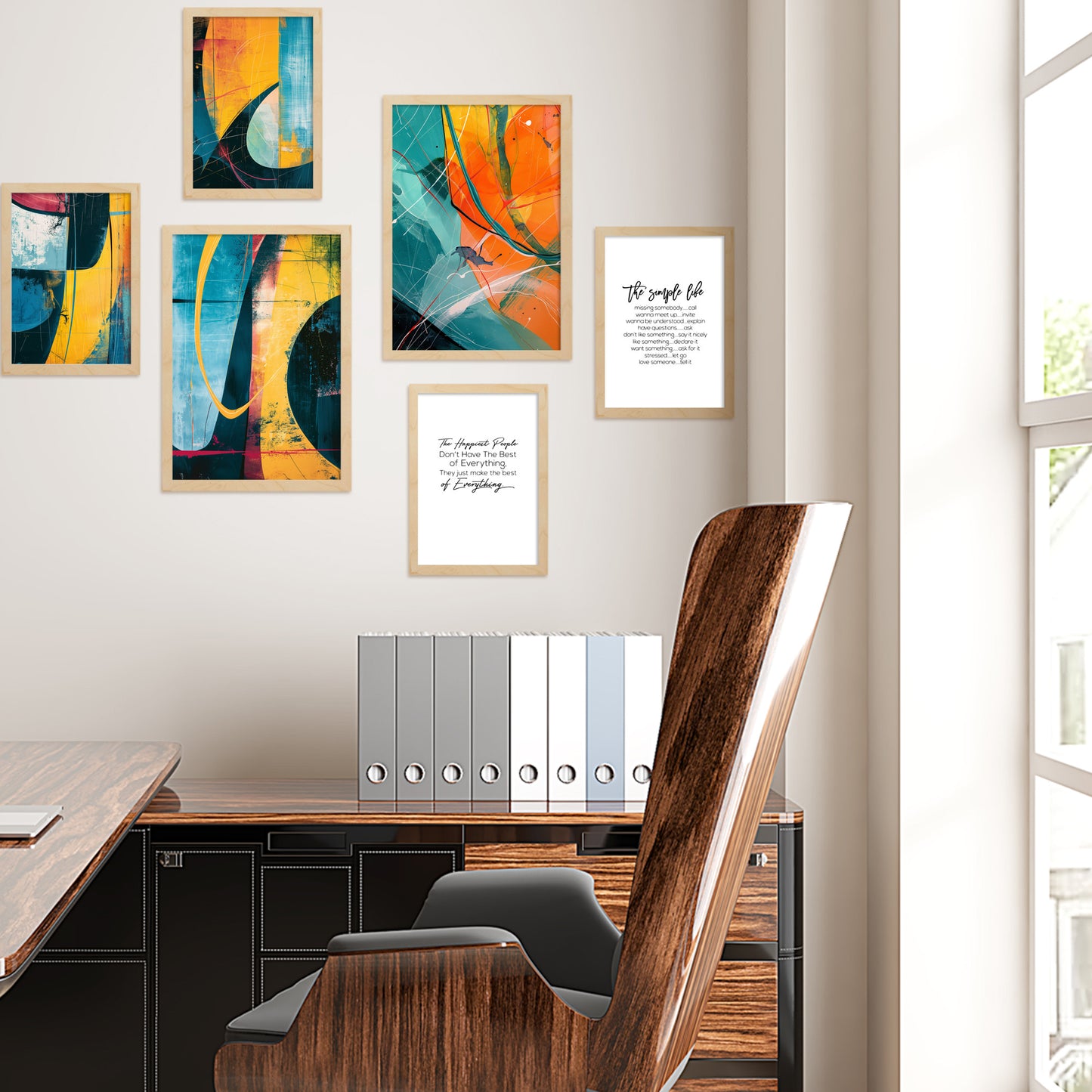 Laminas Abstractas en Amarillo, Naranja y Azul