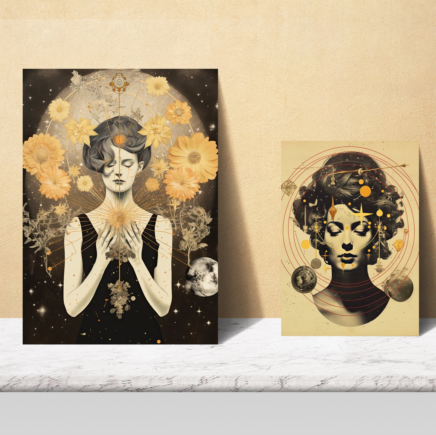 Collage surrealista estilo esoterico femenino y mistico