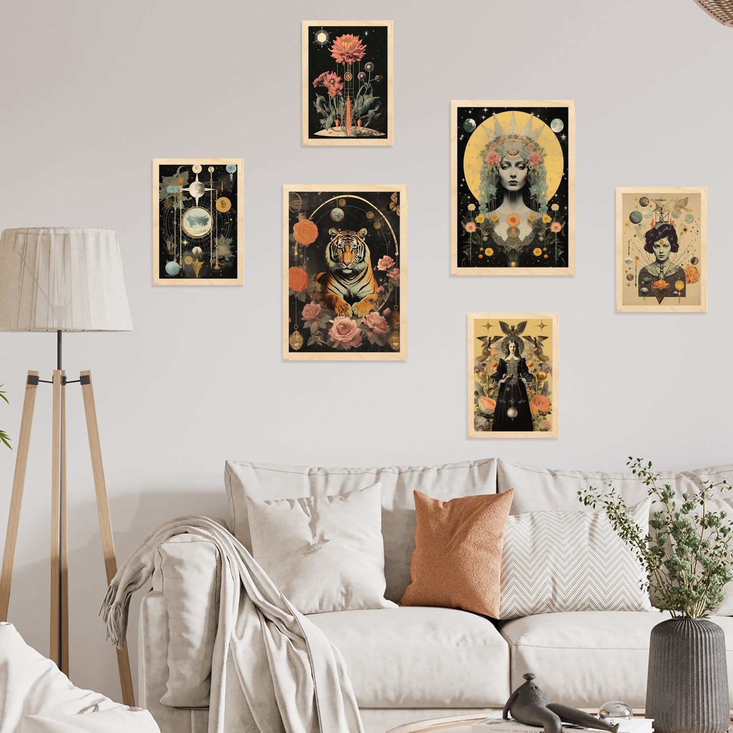 Collage surrealista estilo esoterico mistico negro beige