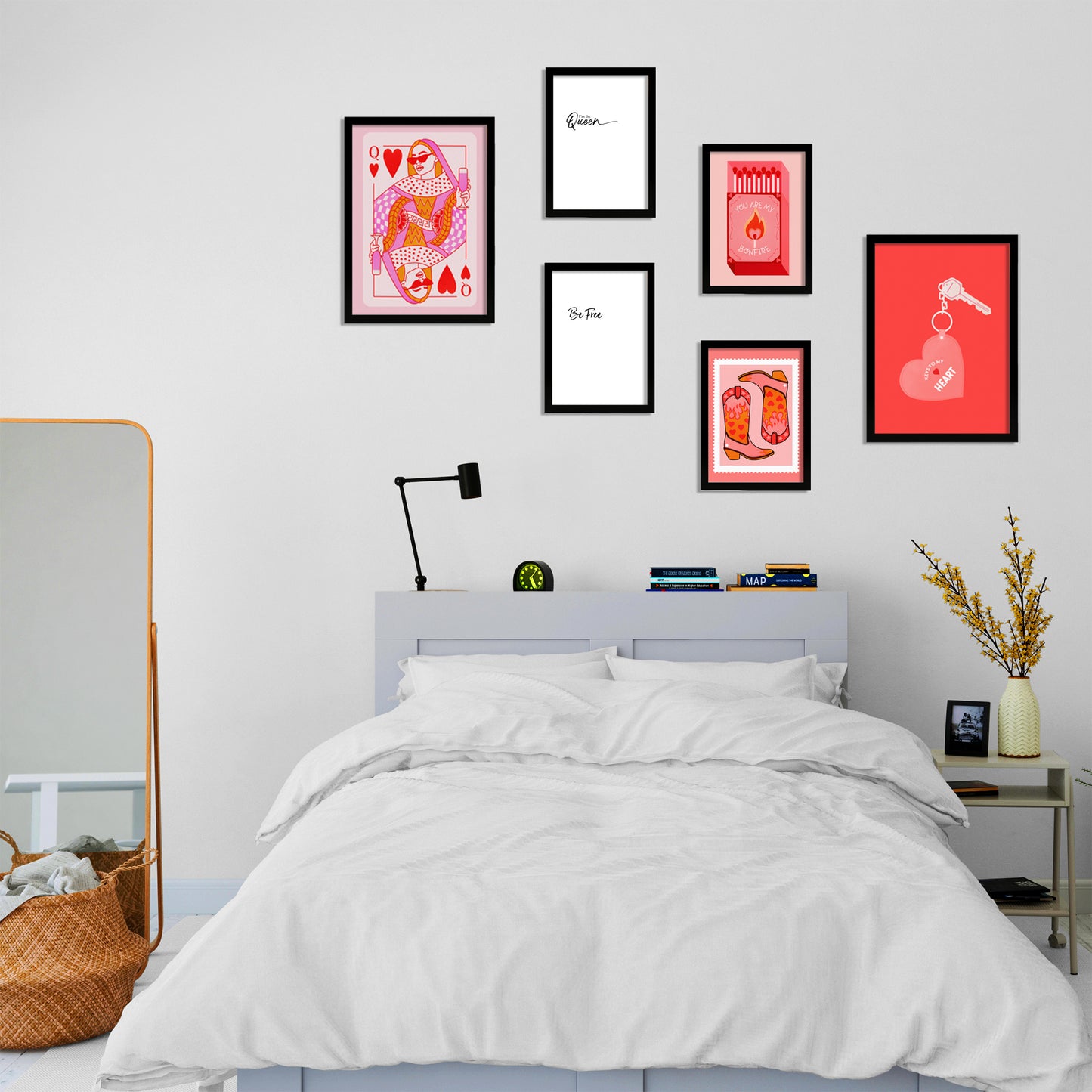 Illustraciones de arte moderno en rosa