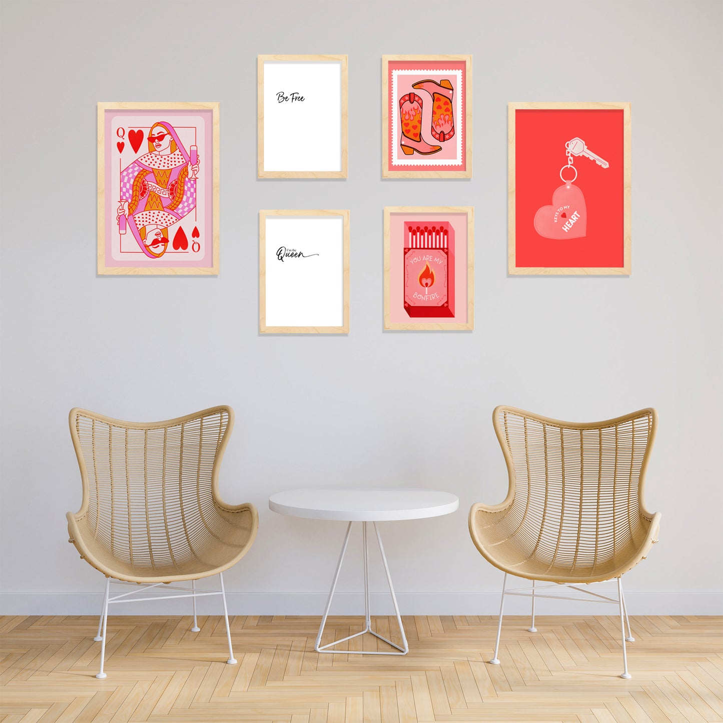 Illustraciones de arte moderno en rosa