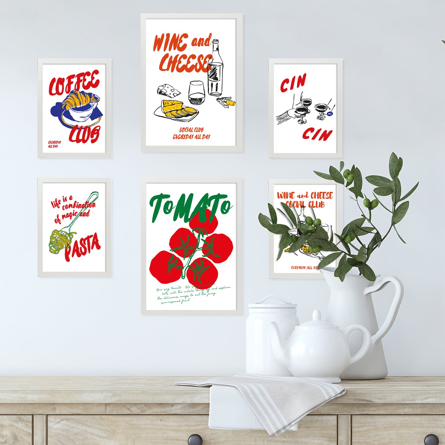 Ilustraciones de alimentos y comida estilo pop art