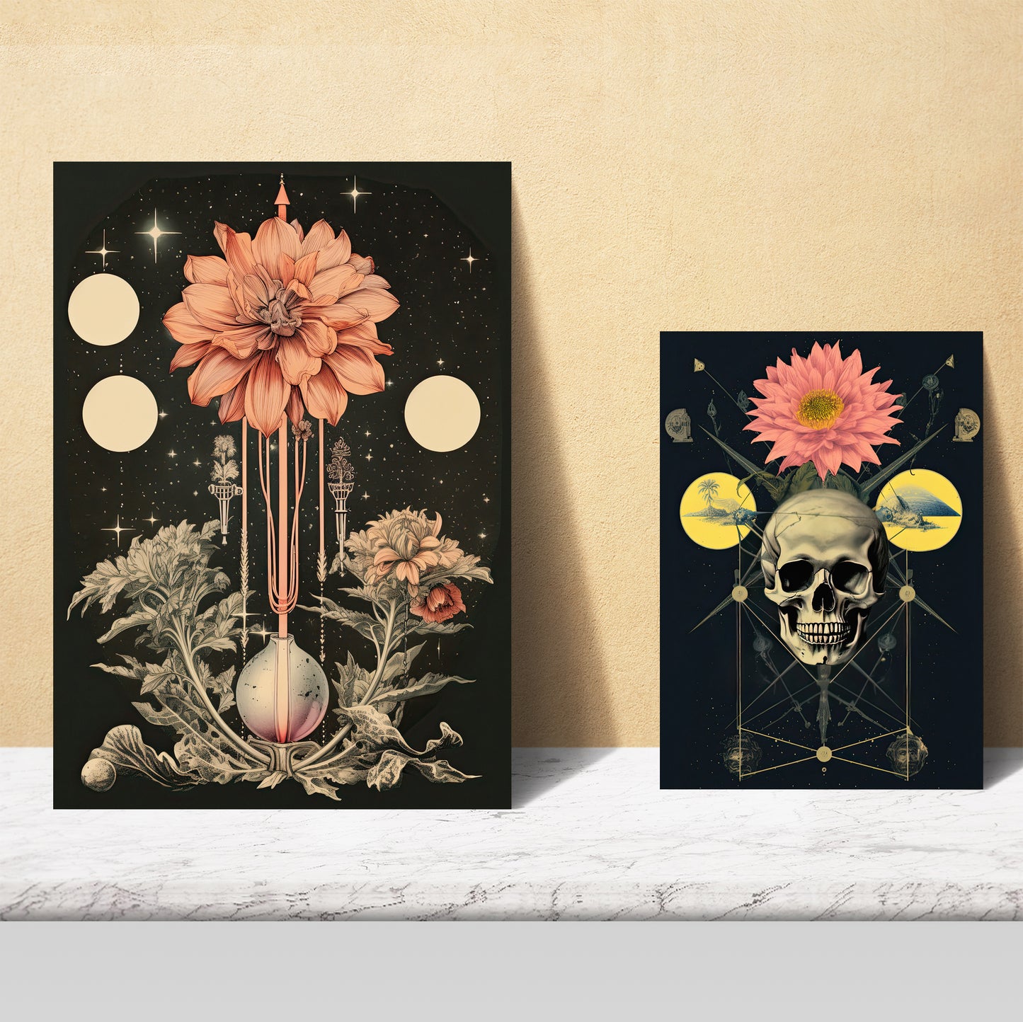 Collage ilustración surrealista estilo esoterico mistico